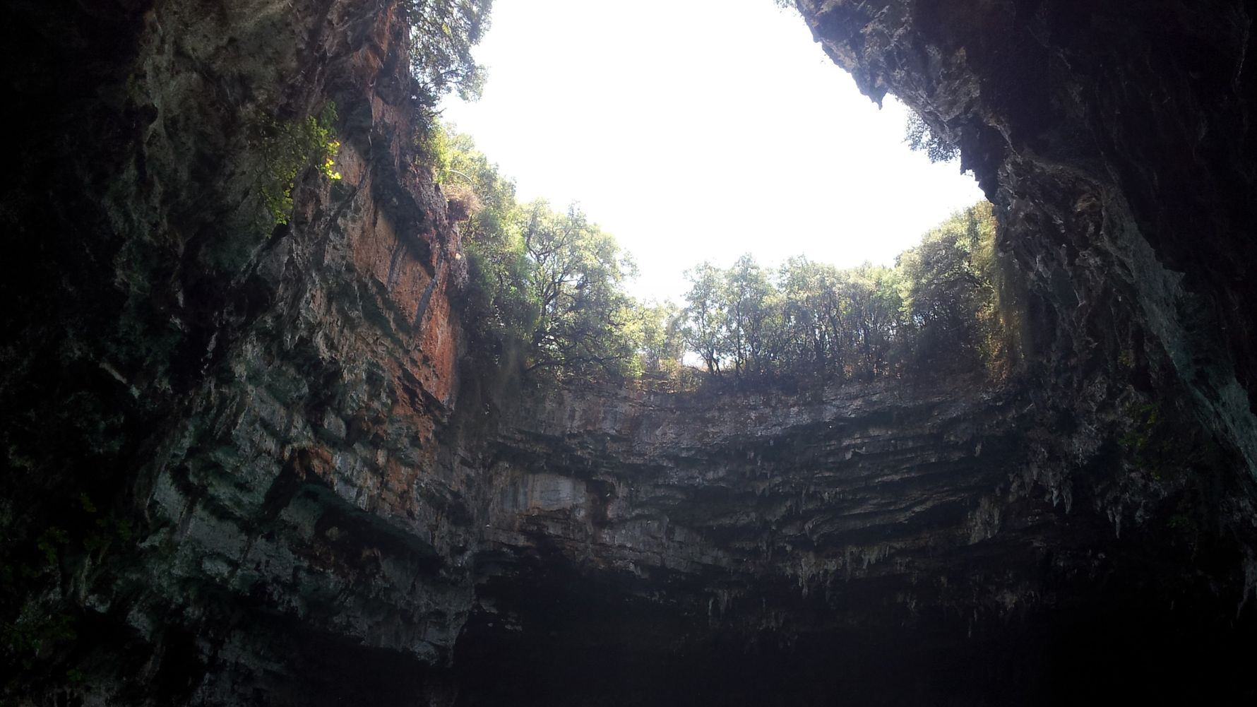 Melissani is an underground lake in a cave