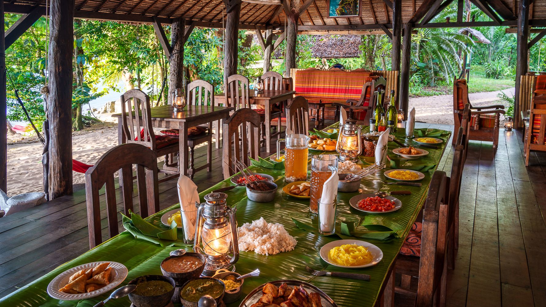 A laid table for lunch in Masoala