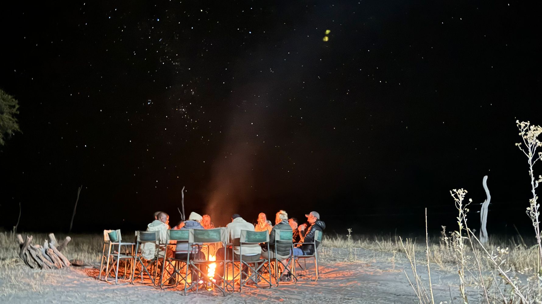 Night sky Kwapa during bonfire