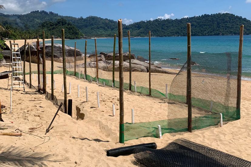 Hatchery with fences at the beach