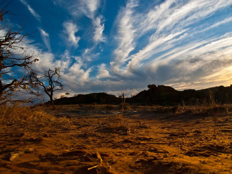 Naturguide: Wolkenformationen am Himmel der afrikanischen Wildnis