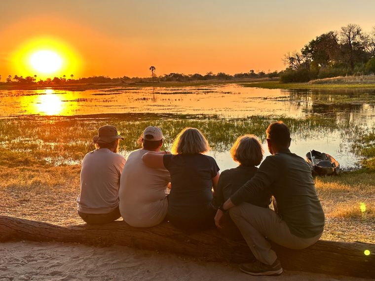 Group watches sunset