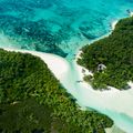 Aerial view of Mauritian Ile aux Cerfs