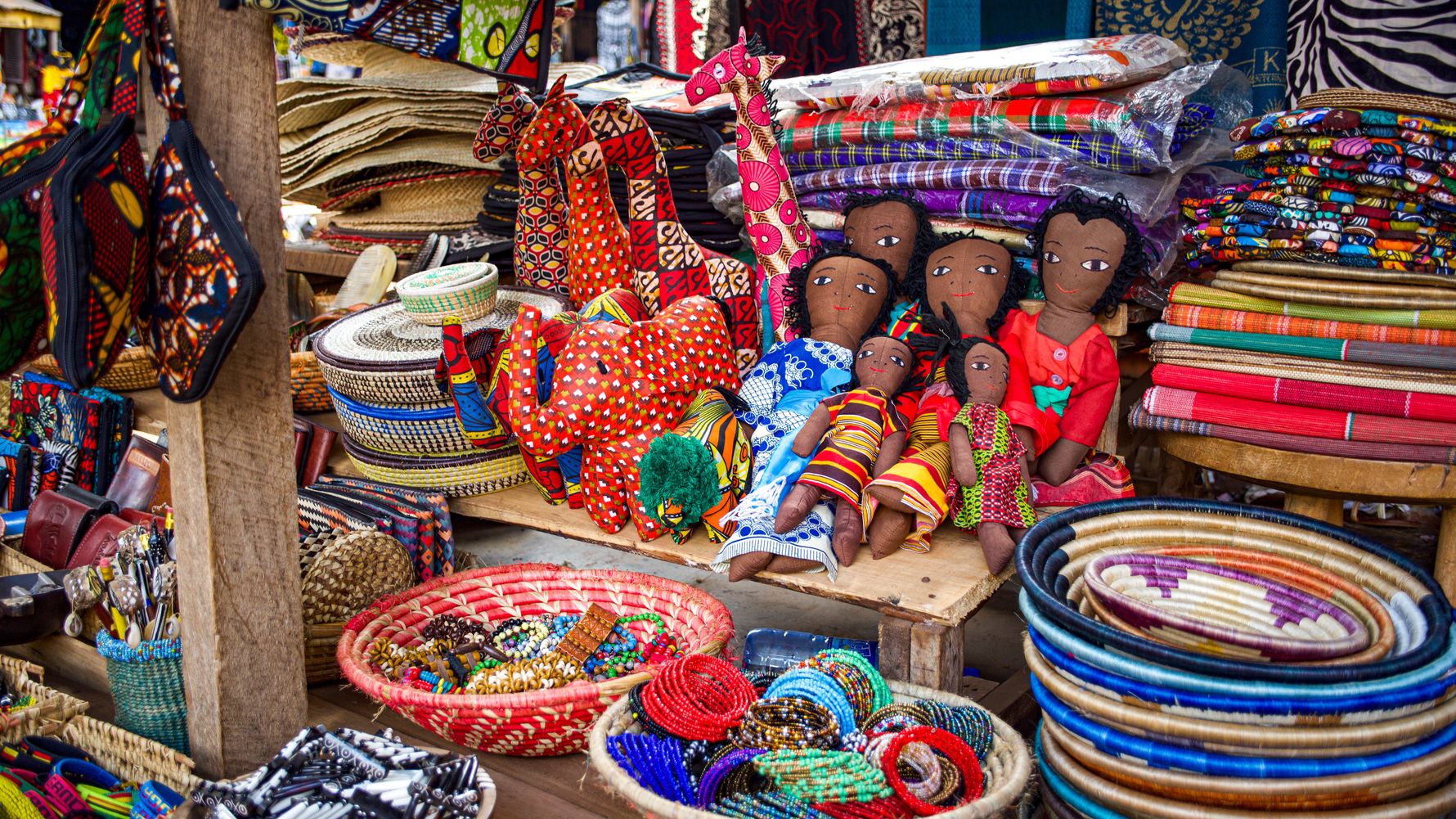 Kampala market sale hand puppets