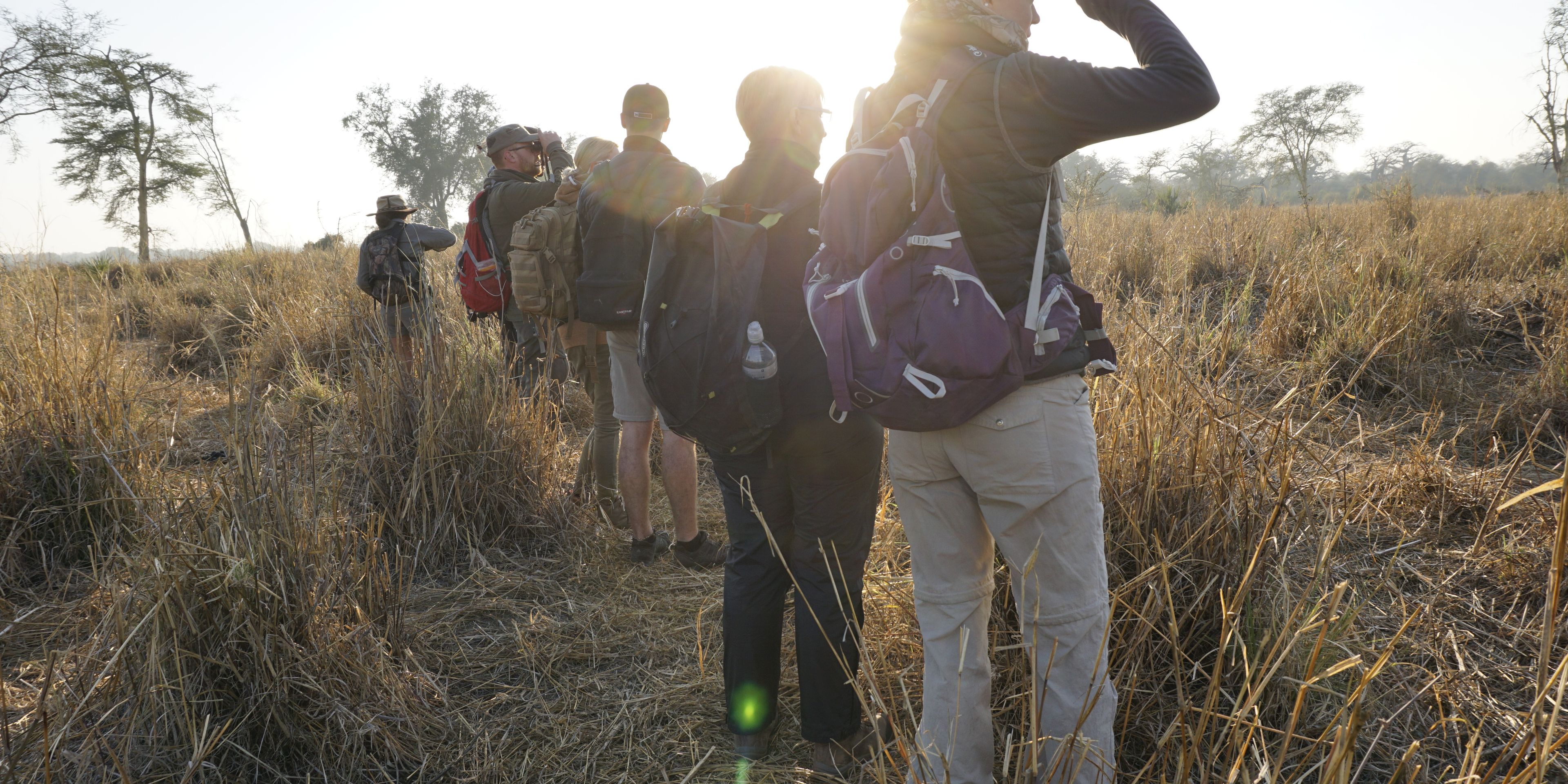 Studenten auf einem Game Walk im suedlichen Afrika