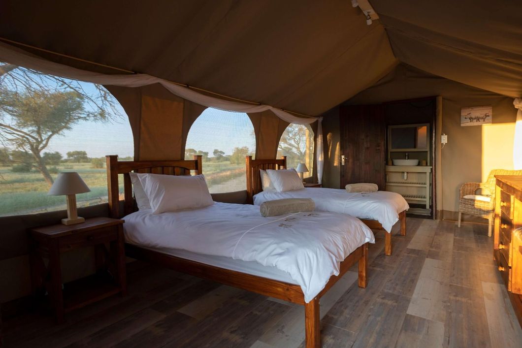 natucate-volunteering-southafrica-kalahari-tent-beds