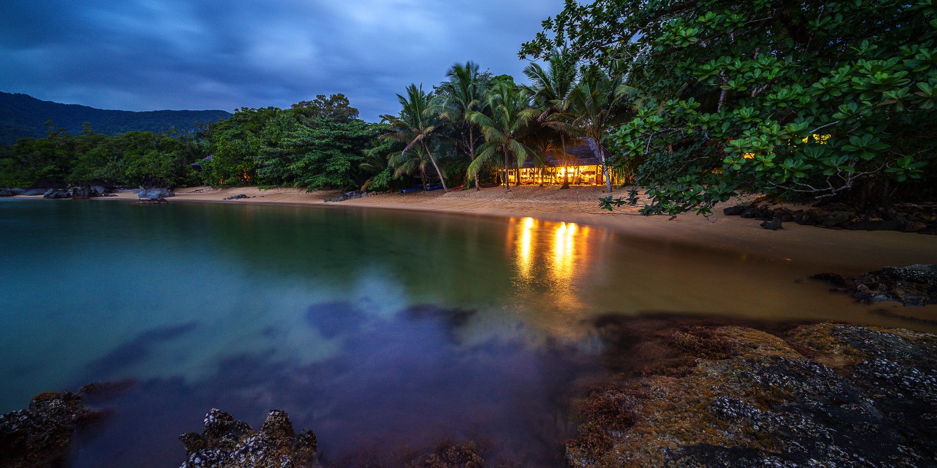 Night view of the Masoala Lodge