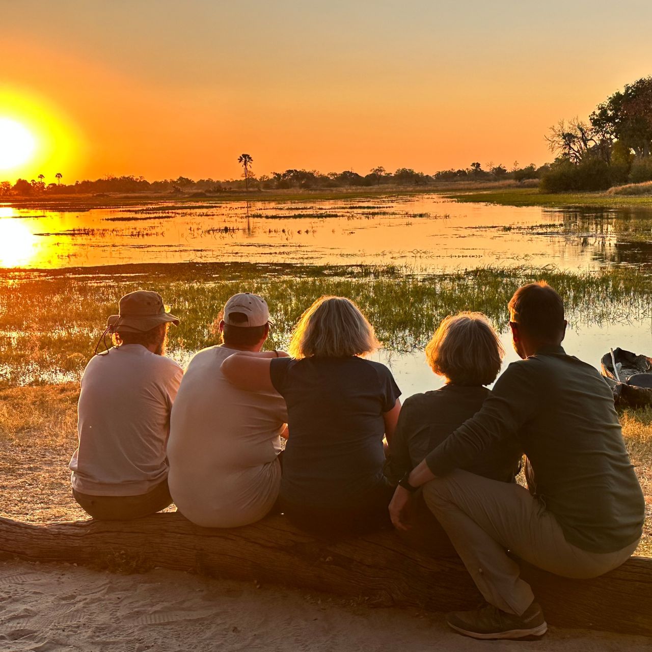 Group watches sunset