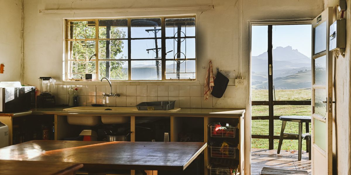 Kitchen with view of the mountains