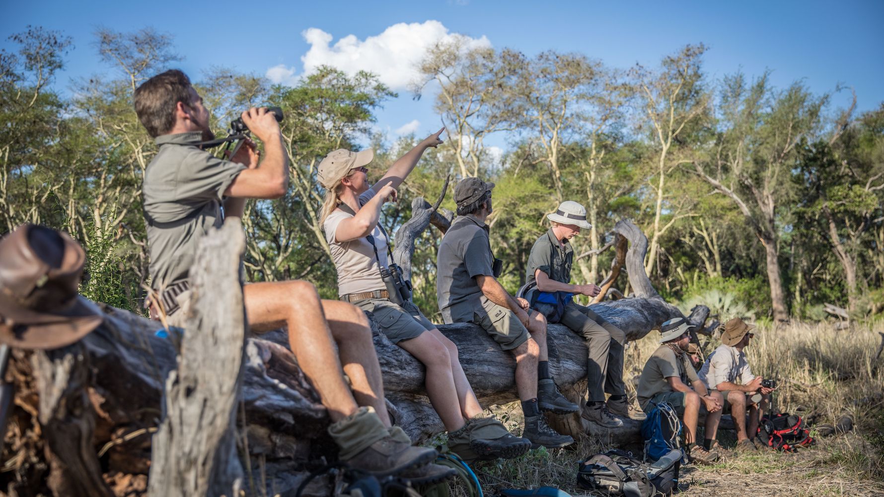 Field guide training Africa: field guide students in the African bush