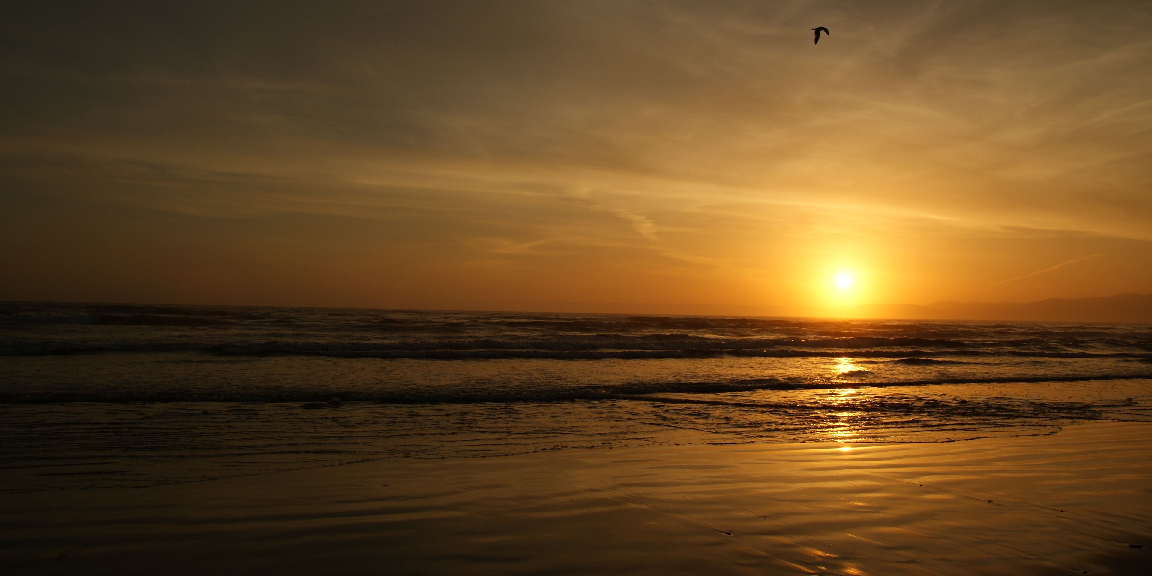 Das Meer vor Floridas Kueste strahlt im Sonnenuntergang