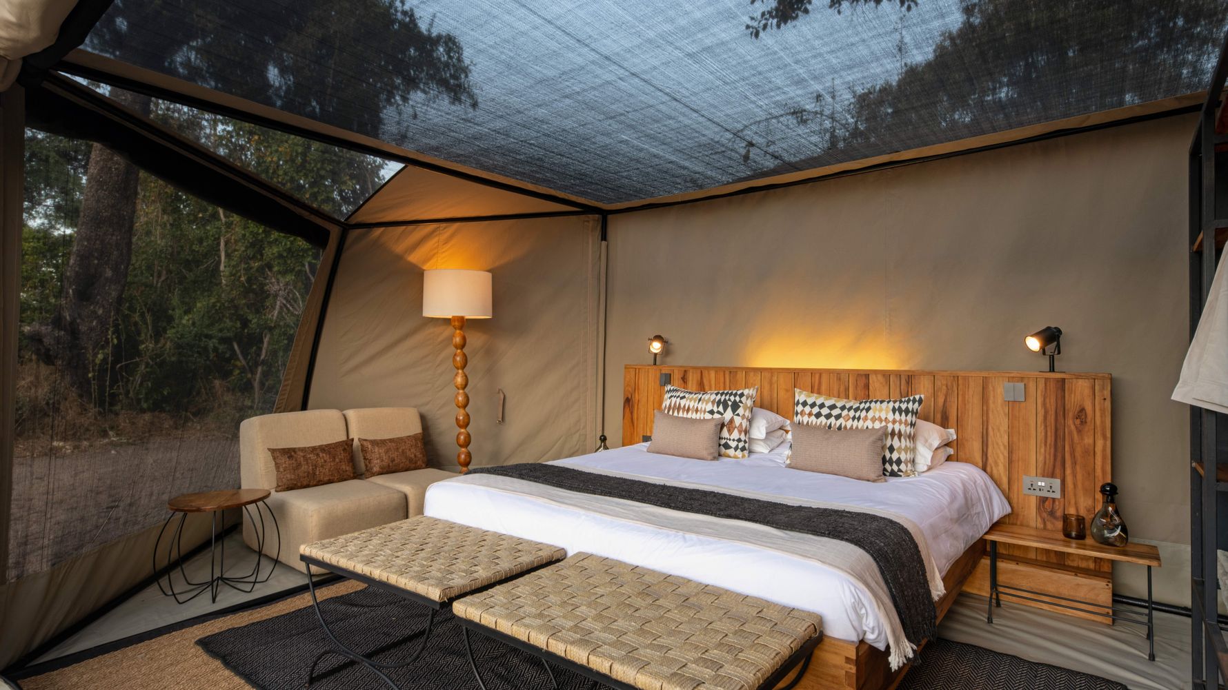 Tent indoor space at Kokoko