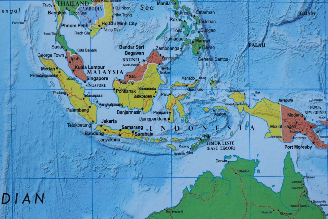 Map of Indonesia, Malaysia and surroundings