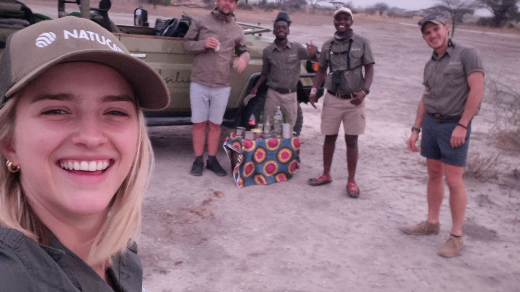 Selfie with drink during sunset