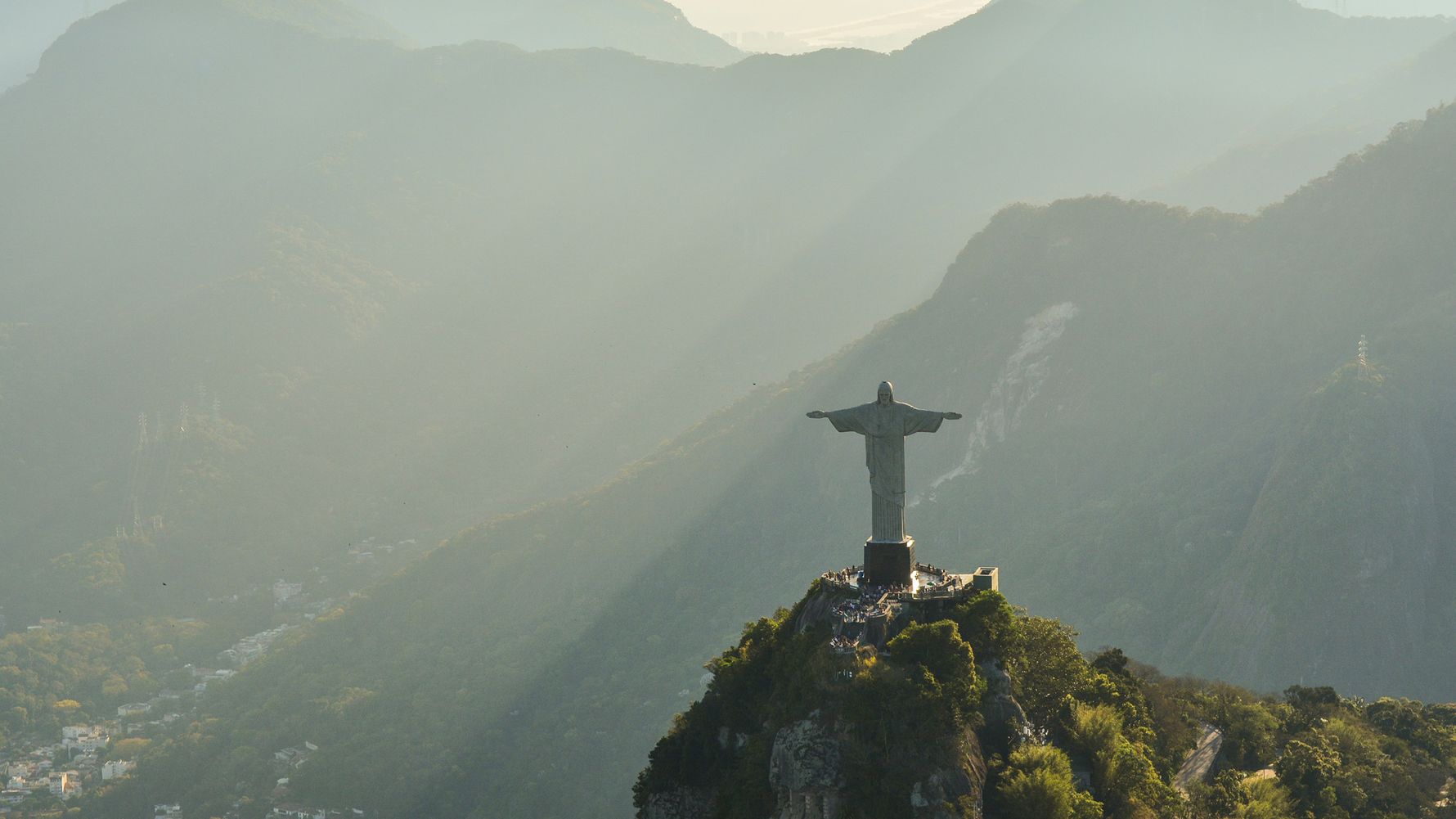 The 30-metre-high Cristo Redentor statue in the south of Rio de Janeiro on Mount Corcovado