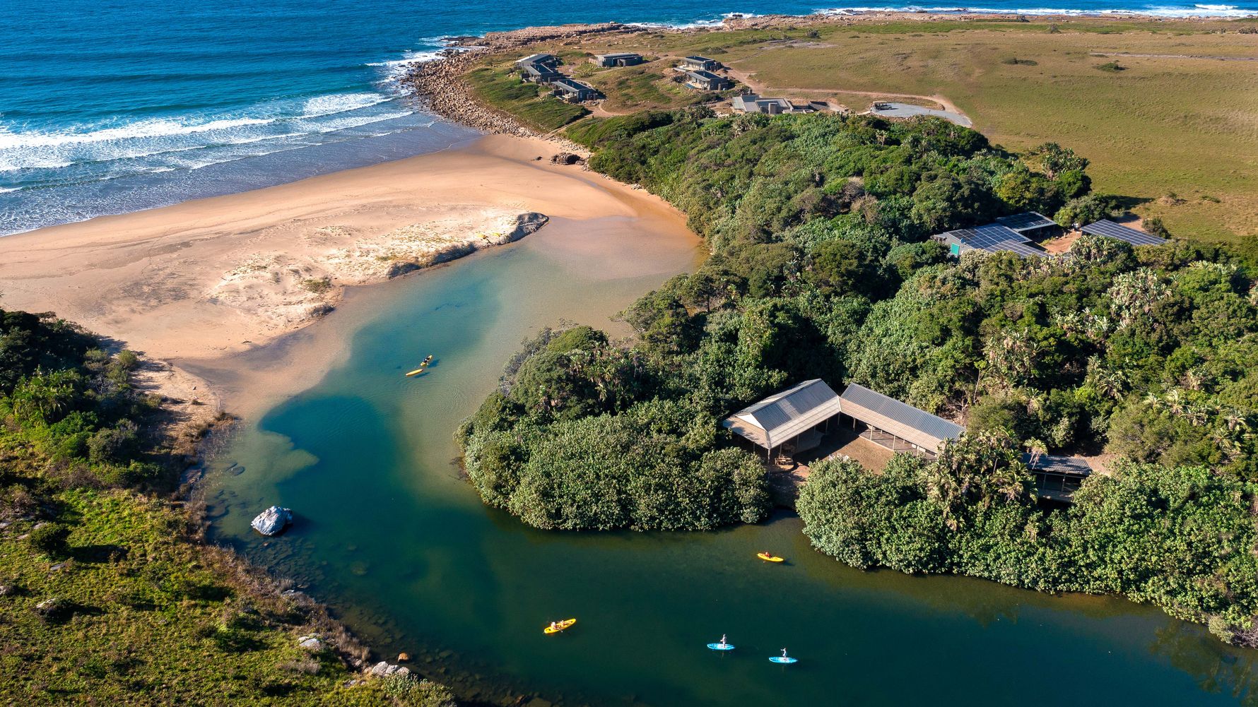 A bird's-eye view of GweGwe Lodge and the river