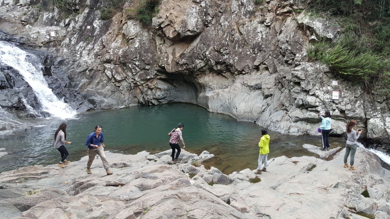 Eine Freiwilligengruppe unterwegs auf Sightseeingtour